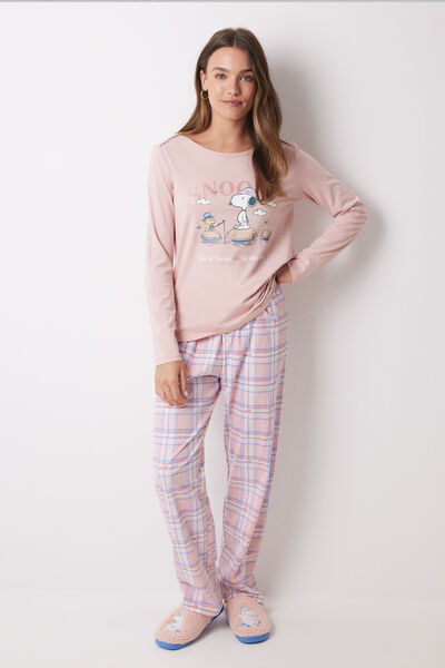 Womensecret 100% cotton pink Snoopy long pajamas pink