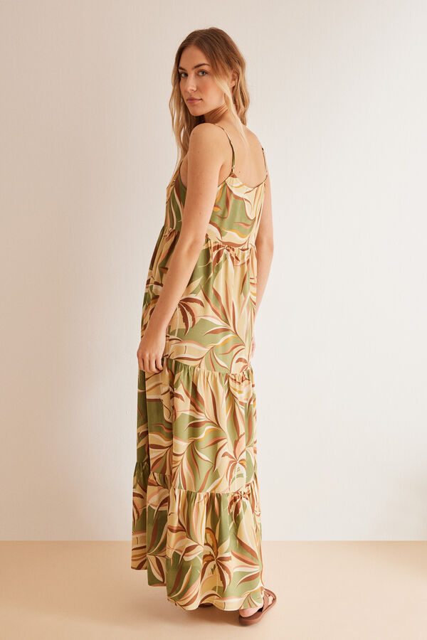 Womensecret Duga haljina od viskoze s tropskim uzorkom S uzorkom
