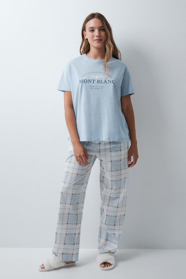 Women'secret Blue cotton short T-shirt blue