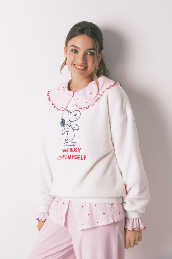 Women'secret Pyjama long en polaire Snoopy beige