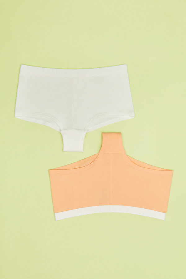 Womensecret Pack of 2 cotton culotte panties in orange and white 