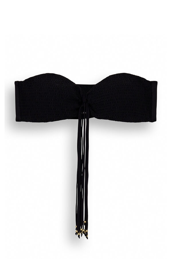 Womensecret Black bandeau bikini top with fringe detail black