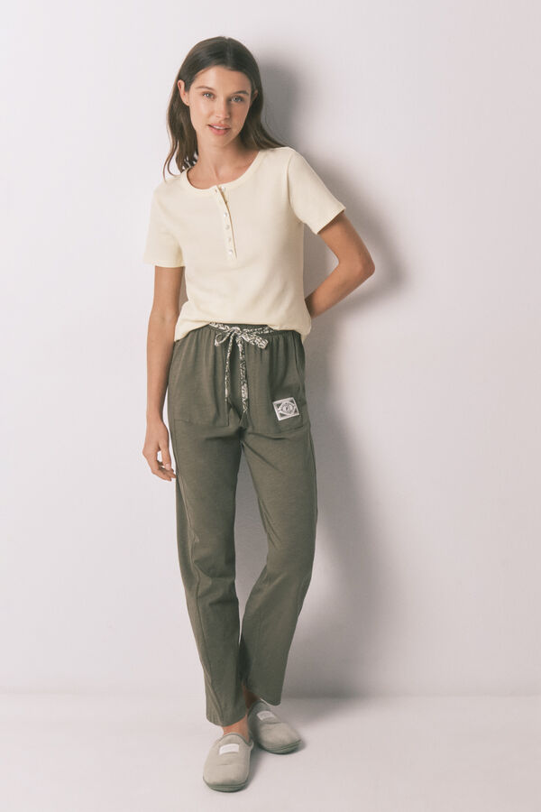 Women'secret Yellow long wrap robe printed