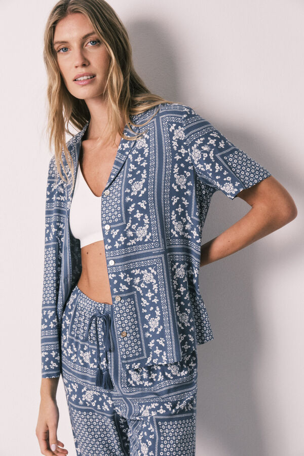 Women'secret Blue bandana print short sleeve classic pyjamas blue