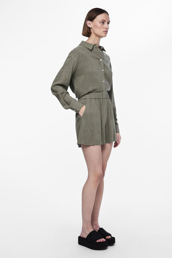 Womensecret Linen shorts with elasticated waist. zöld