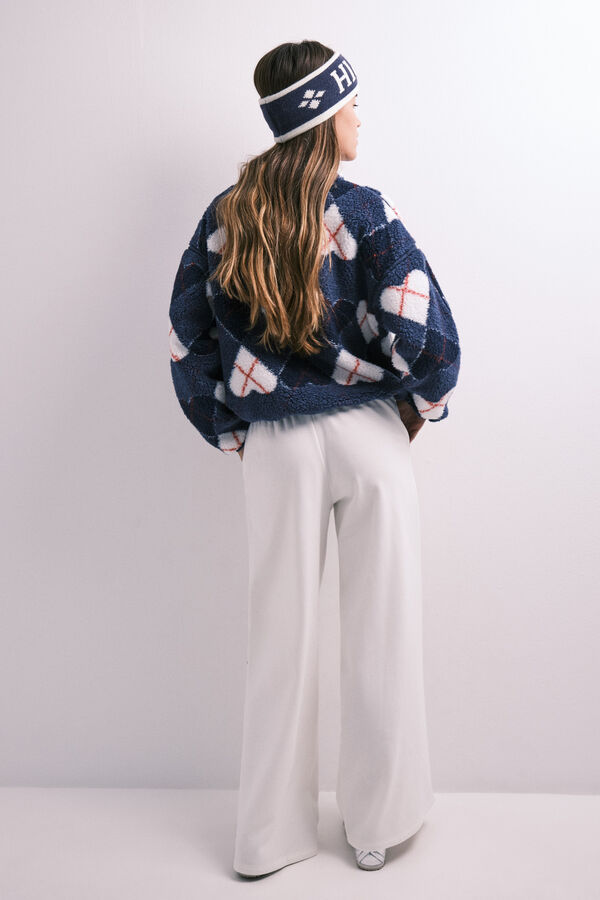 HI&BYE Ecru long trousers with studs beige