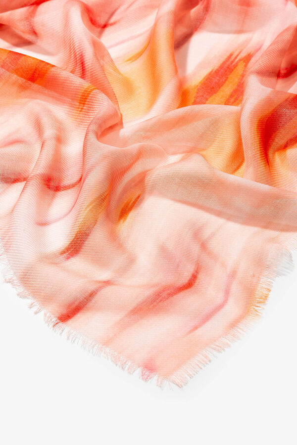 Vilanova Len&ccedil;o com efeito de linho estampado salpicado rouge