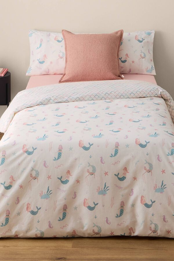 Textura Mermaid print duvet cover white