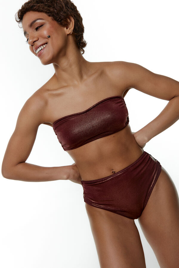 Womensecret Patty Copper sparkly high-rise Brazilian bikini bottoms 