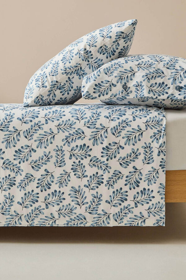 Textura Bettbezug Baumwolle Bl&auml;tter Blau