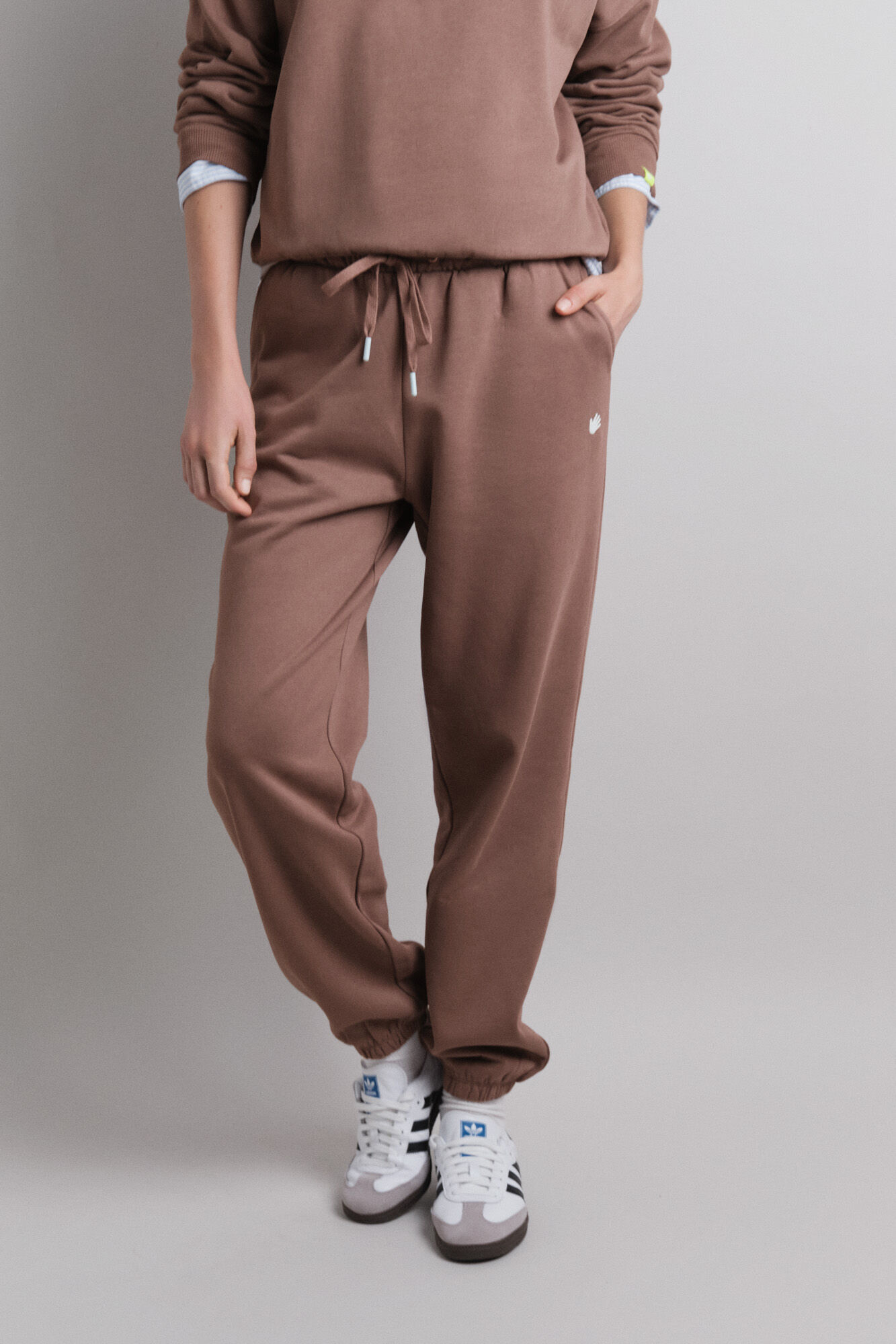 HI&BYE Brown cotton plush jogger trouser 