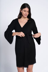 Ohma! Maternity robe with lace details black
