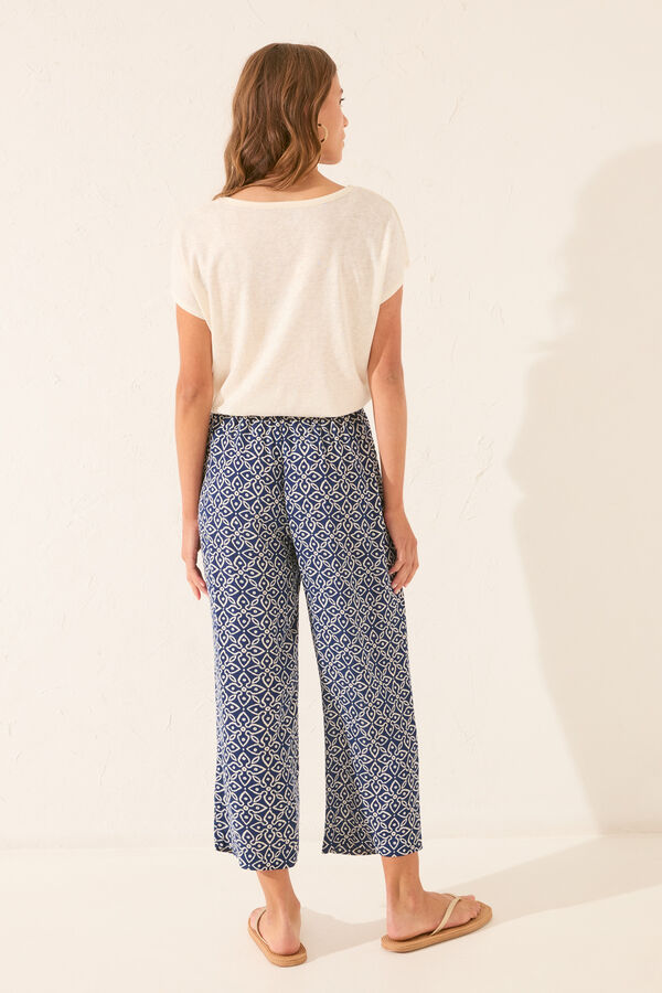 Women'secret Stamp print Capri trouser blue