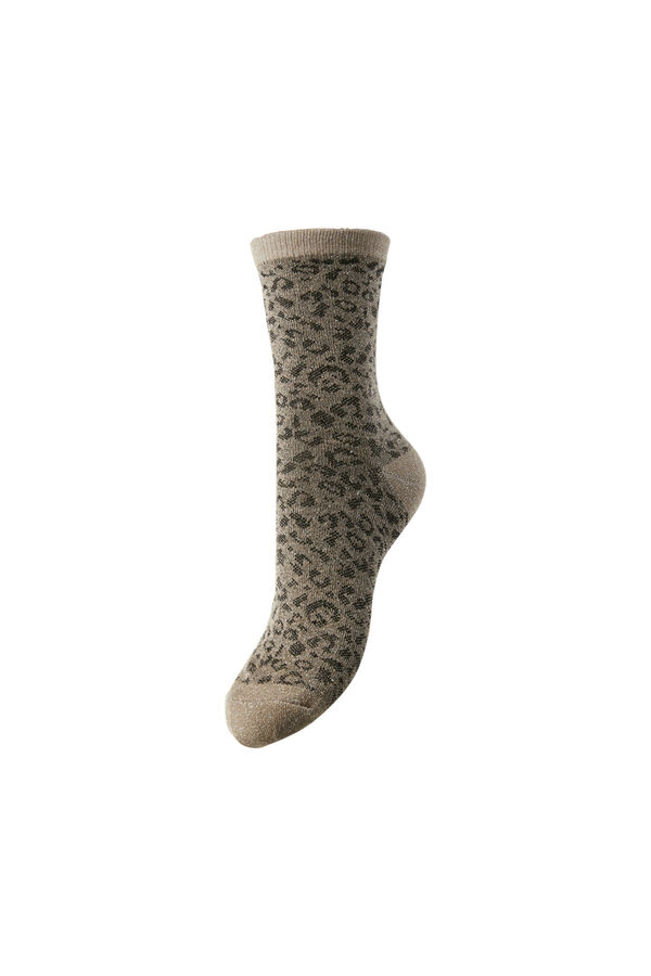 Pieces Animal print socks with lurex grey
