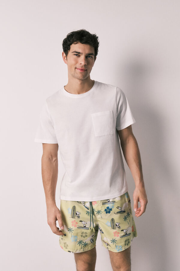 Women'secret Snoopy tropical print men's swimwear green