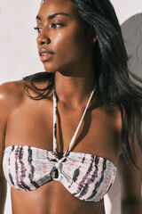 Women'secret Brown bandeau Tie Dye print bikini top nude