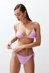 Trendyol Brocade triangle bikini set pink