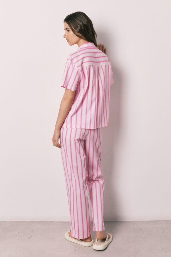 Women'secret Striped cotton classic pyjamas SmileyWorld&reg; pink