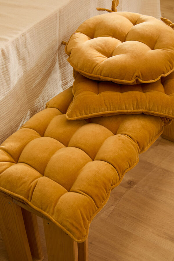 Calma House Almofada redonda para cadeira em velour estampado