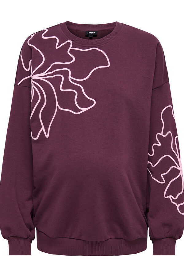 Only Maternity Sudadera estampado flores maternity burdeos
