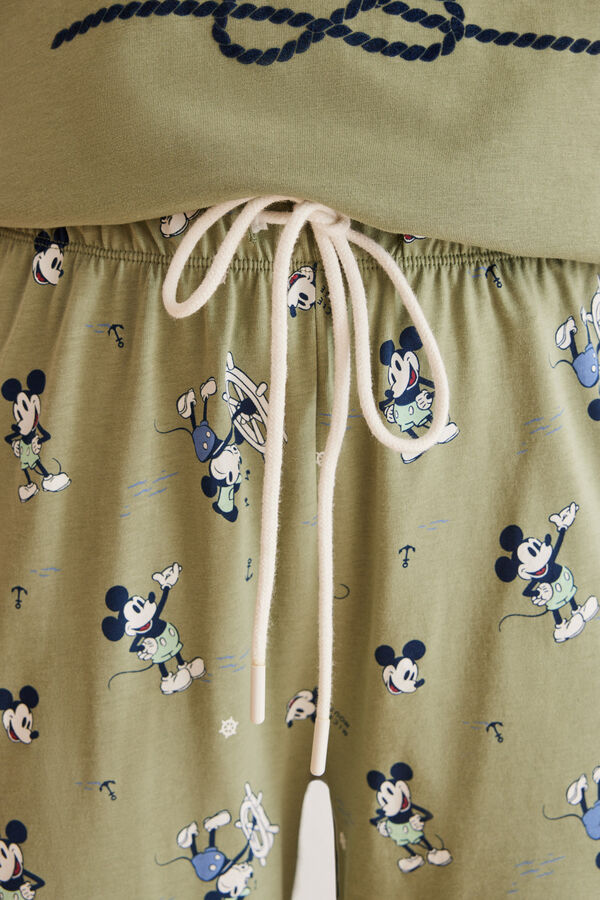 Womensecret Mickey egeres zöld pizsama, 100% pamutból zöld