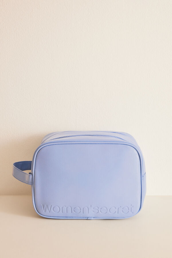 Womensecret Grande trousse de toilette cuir verni bleue bleu