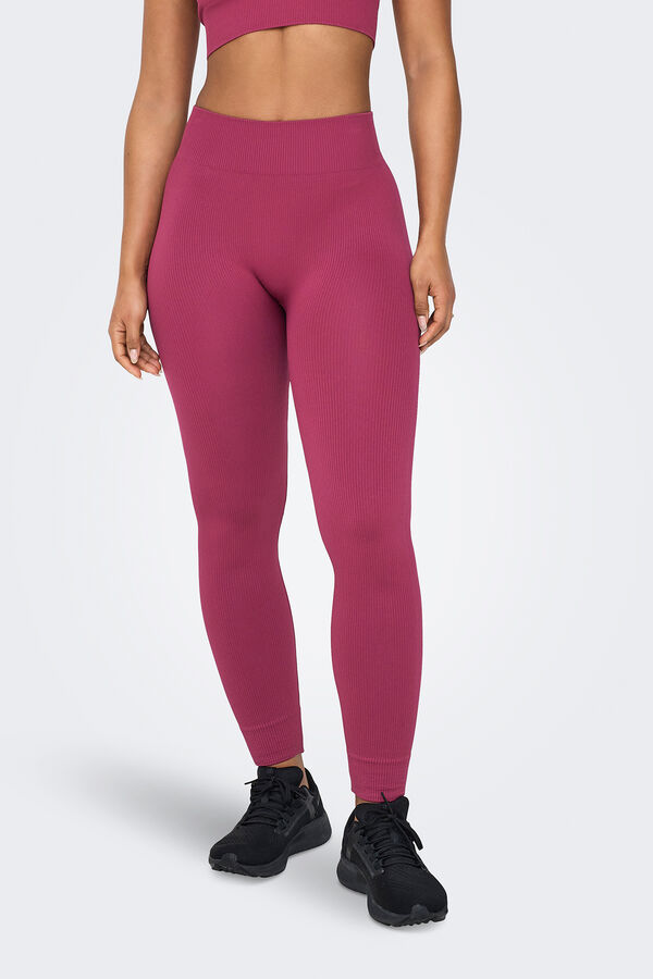 Only Play Leggings com nervuras de cintura alta sem costura rosa
