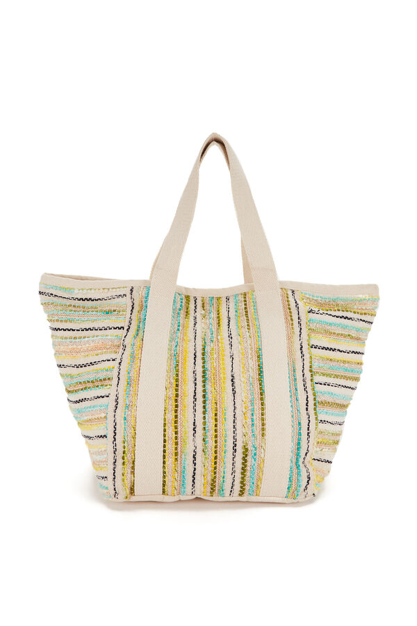 Womensecret Beach bag with yellow striped print rávasalt mintás