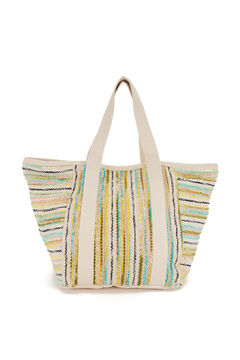 Womensecret Beach bag with yellow striped print imprimé