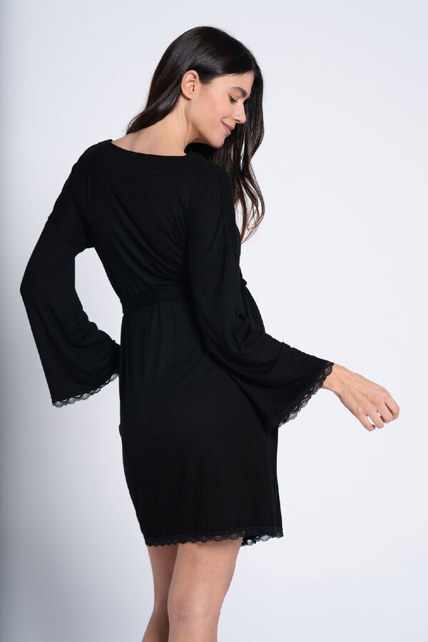 Ohma! Maternity robe with lace details black