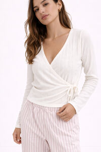 Lmtd Top punto manga larga cruzado con lazada