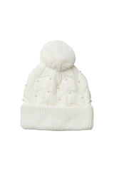 Pieces Gorro de punto con pomp&oacute;n blanco