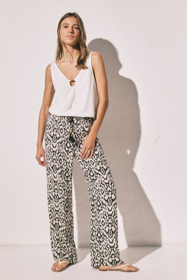 Women'secret Cal&ccedil;a comprida estampada preta preto