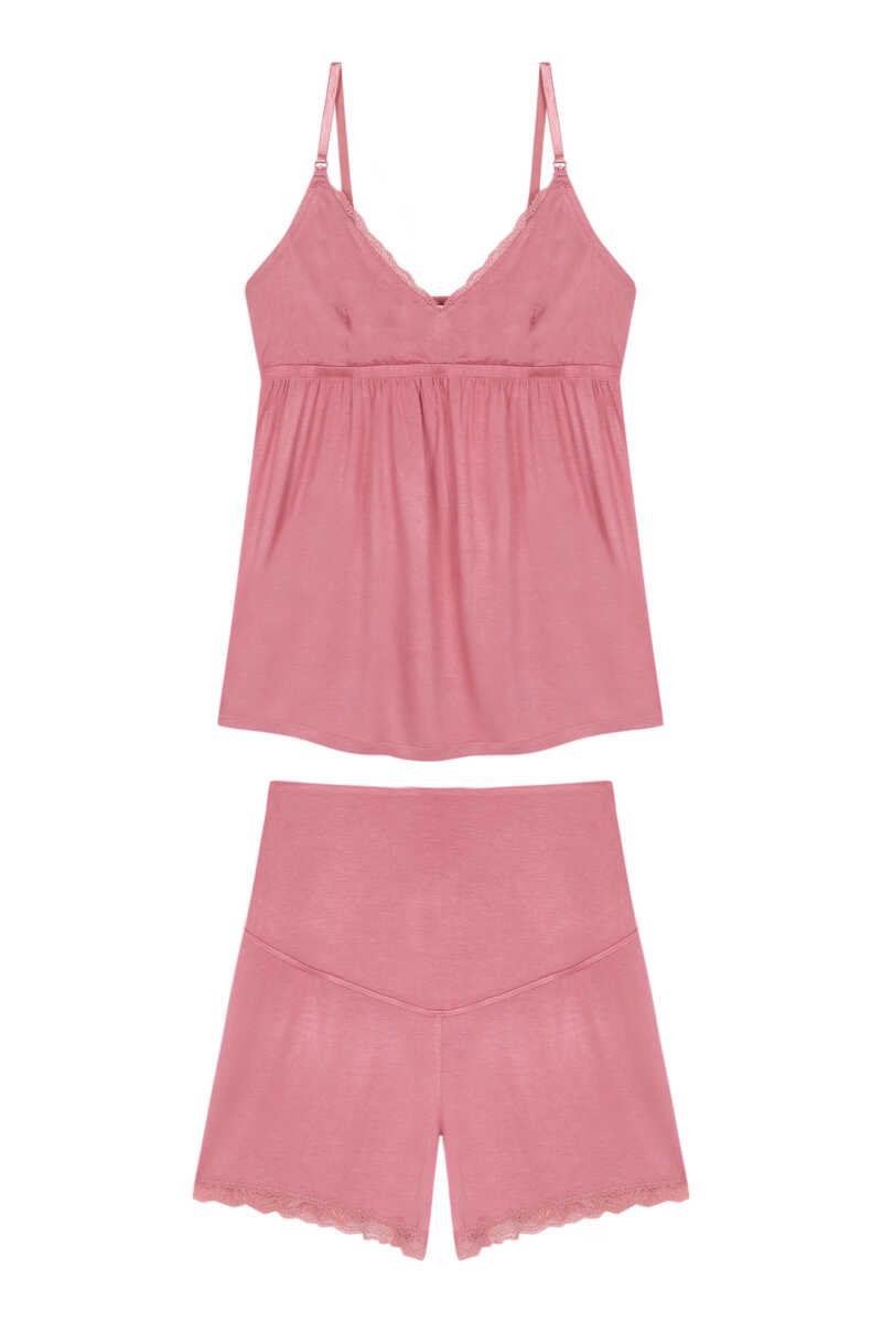 Womensecret Pijama curto "maternity" canelado rosa rosa