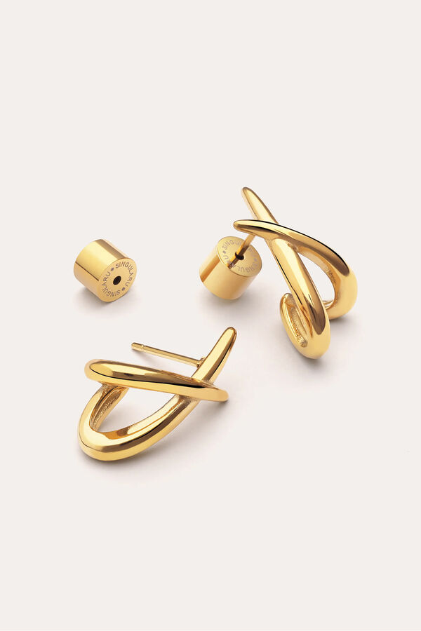 Singularu Ohrringe Emma Stahl vergoldet mit Print