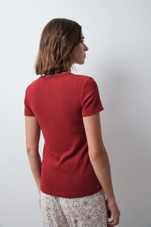 Women'secret T-shirt &agrave; manches courtes bordeaux rouge