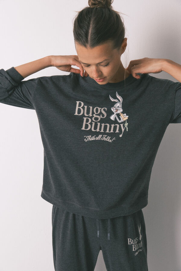 Women'secret Bugs Bunny gray cotton long pyjamas grey