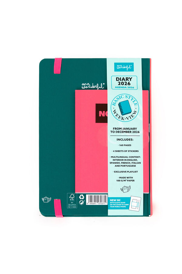 Mr. Wonderful Agenda Semanal B&aacute;sica 2026 com Suporte para Celular - My New Era estampado