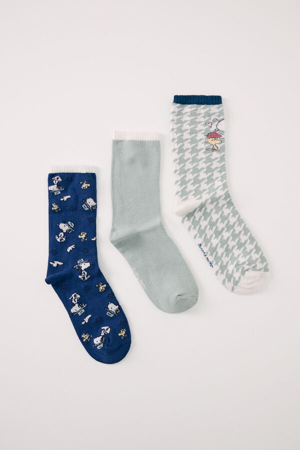 Womensecret Pack of 3 Snoopy high socks printed