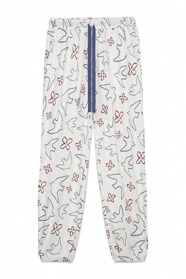 Women'secret White long bird print trousers white