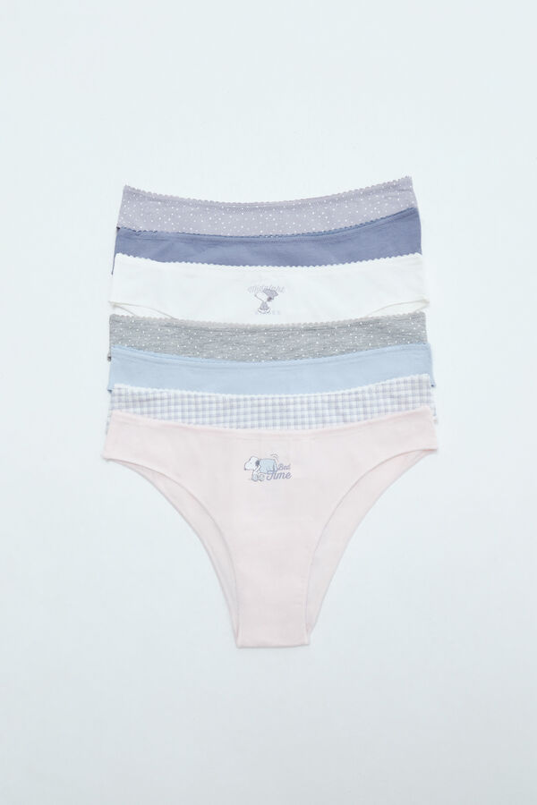 Women'secret Snoopy print cotton 7-pack Brazilian panties printed