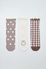 Women'secret Miffy print 3-pack ankle socks nude