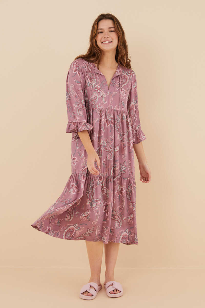 Womensecret Paisley floral midi dress with panels pink