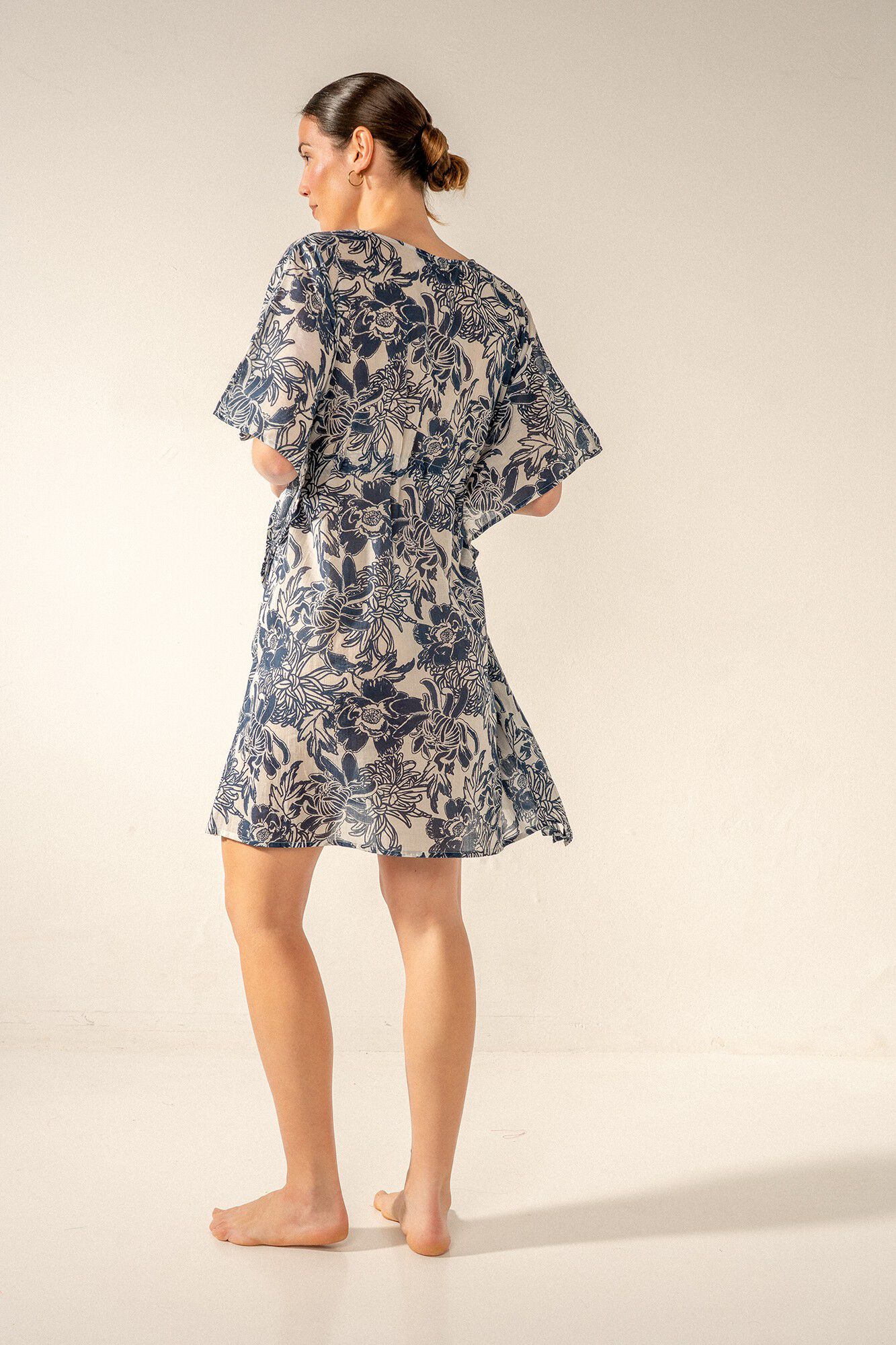 Abbacino  Caft&atilde; em algod&atilde;o estampado floral azul