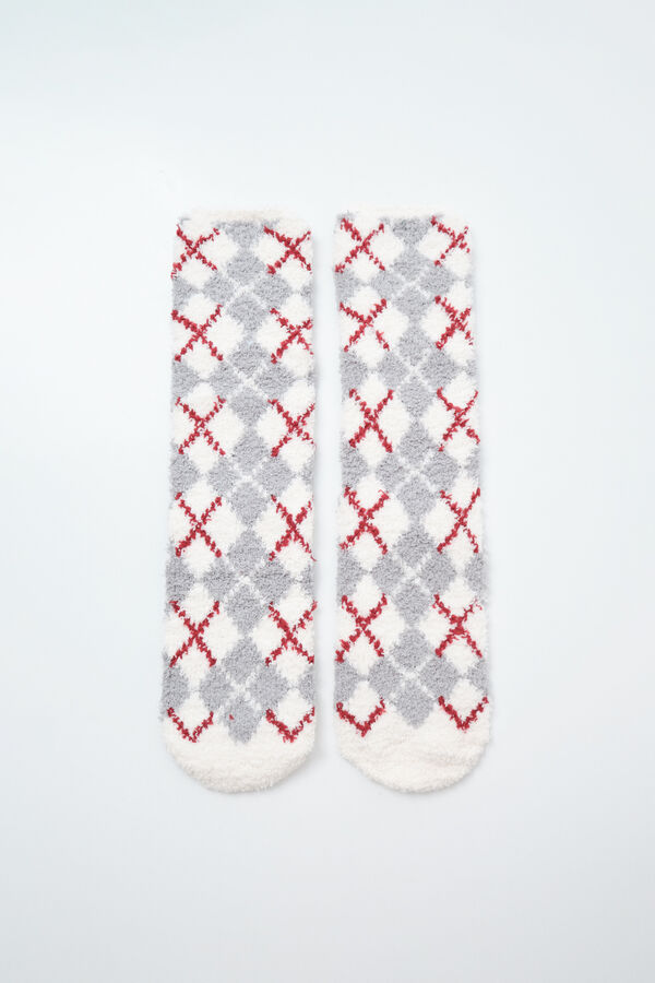 Women'secret Beige argyle print long socks brown
