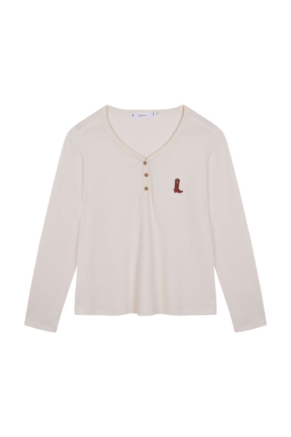 Women'secret T-shirt manches longues blanc beige