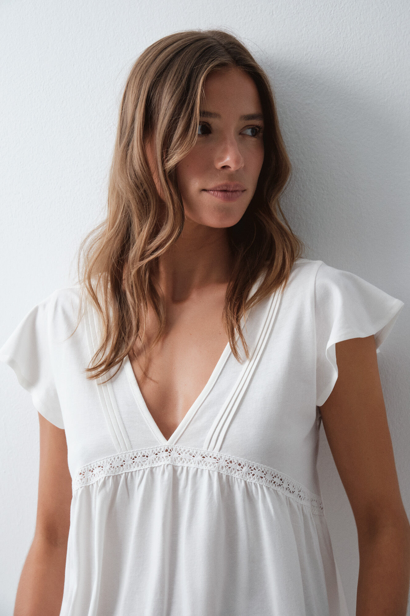 Women'secret White short nightgown with ruffles
