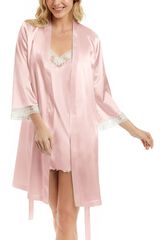 Ivette Bridal Short satin robe Sabela pink