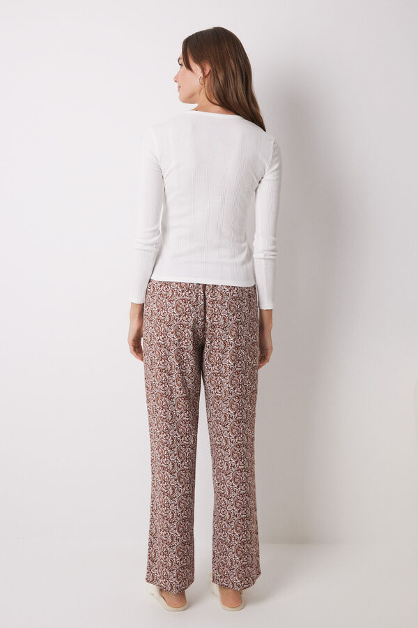 Womensecret Long lounge trousers in paisley viscose nude