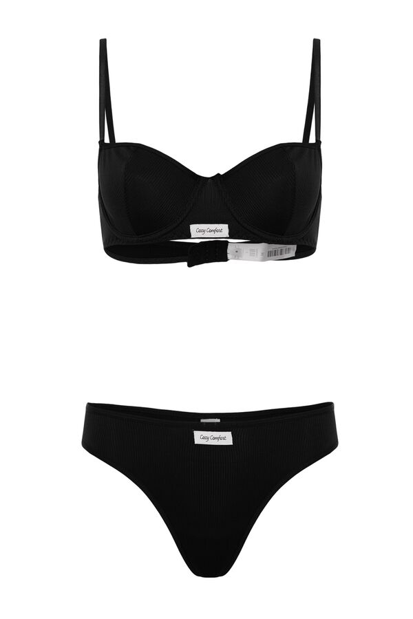 Trendyol Ribbed underwear set black